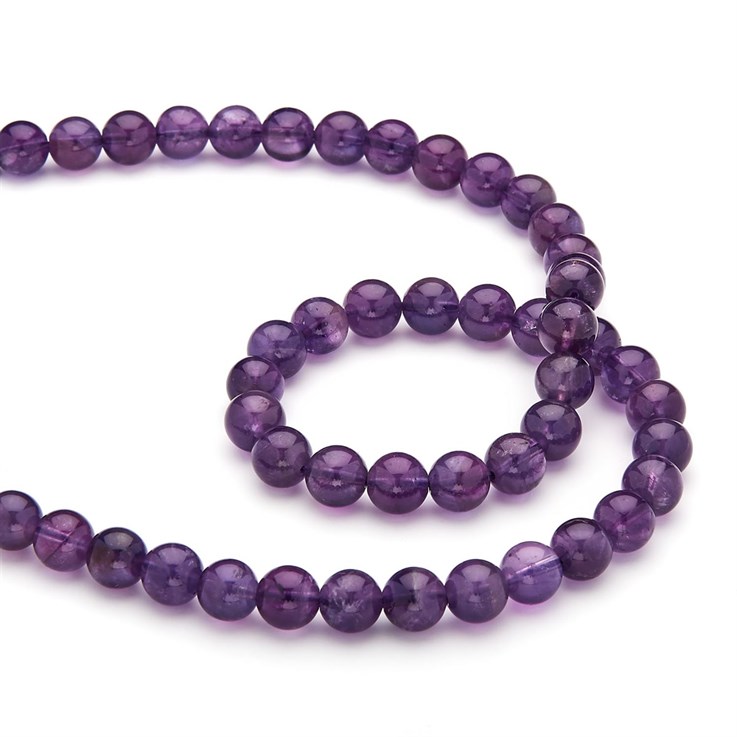 8mm Round Gemstone Bead Amethyst AB Grade (8-8.5mm) 40cm strand