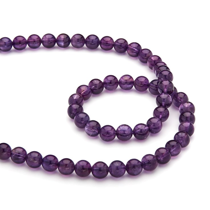 8mm Round gemstone bead Amethyst 'A'  40cm strand