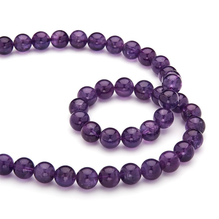 10mm Round gemstone bead Amethyst 'A'  40cm strand