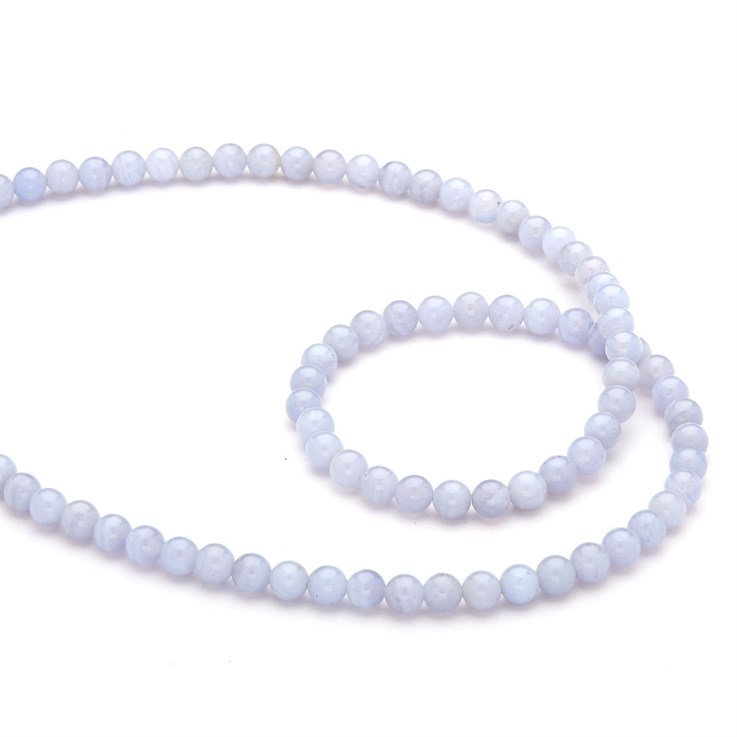 5mm Round gemstone bead Blue Lace Agate 40cm strand