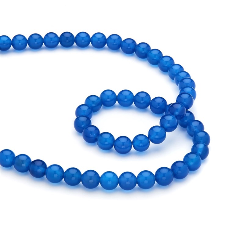 8mm Round gemstone bead Blue Onyx/Agate 40cm strand