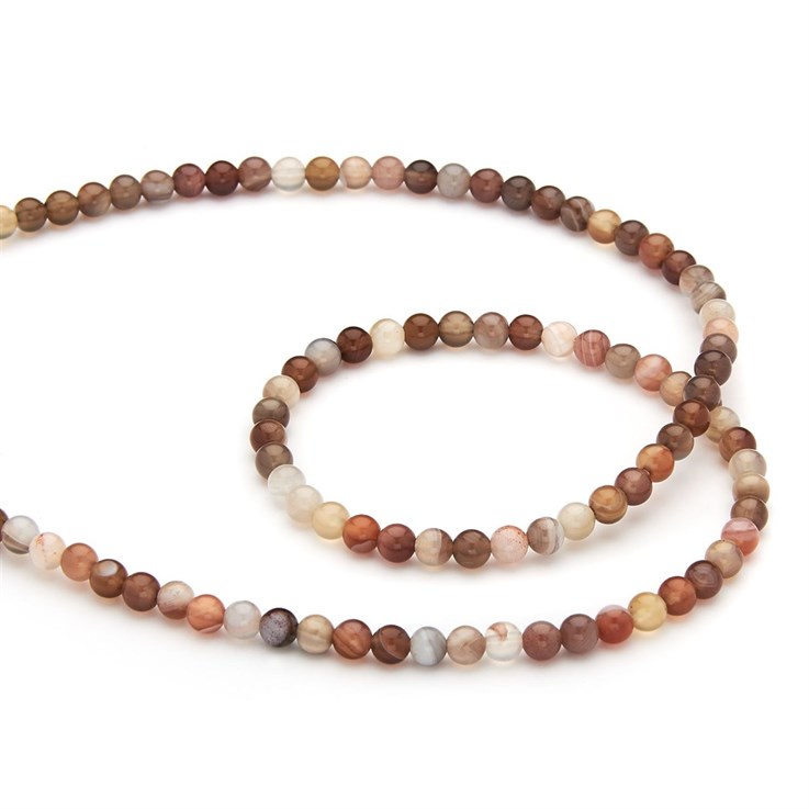 4mm Round gemstone bead Botswana Agate 40cm strand