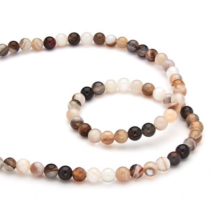 6mm Round gemstone bead Botswana Agate 40cm strand