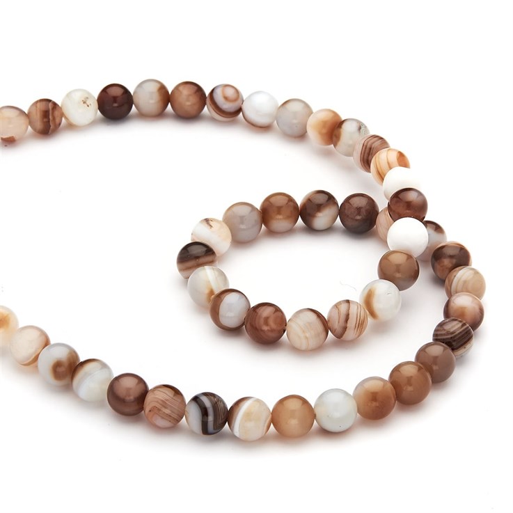 8mm Round gemstone bead Botswana Agate 40cm strand