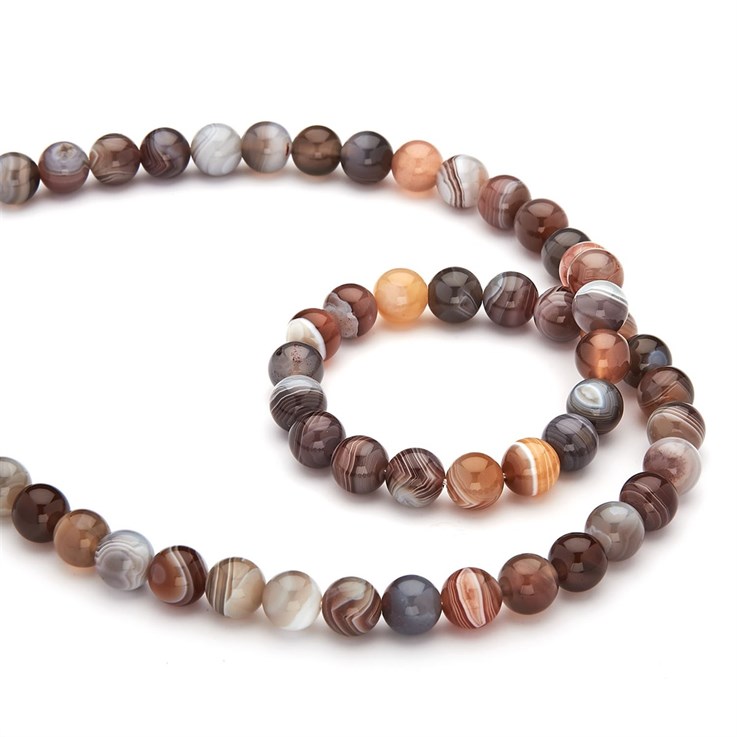 8mm Round gemstone bead Botswana Agate 'A' Quality 40cm strand