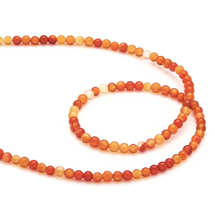 4mm Round gemstone bead Natural Carnelian Agate 40cm strand