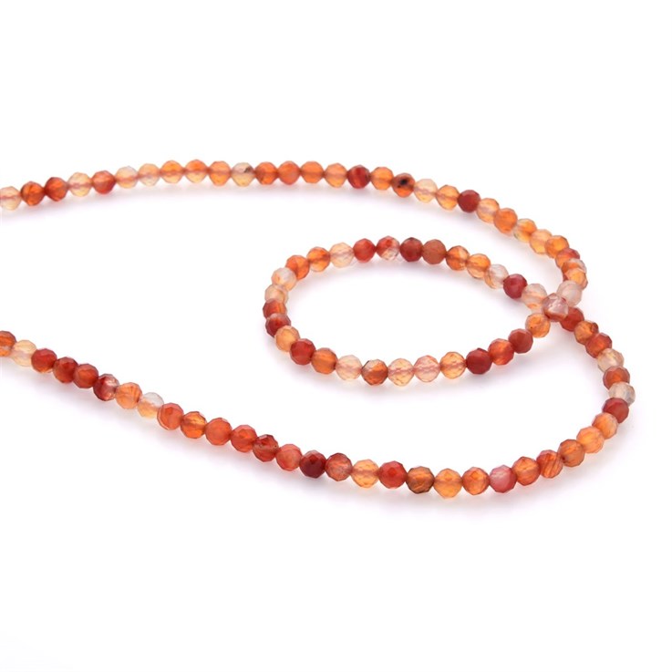 4mm Facet Round gemstone bead Carnelian 40cm strand