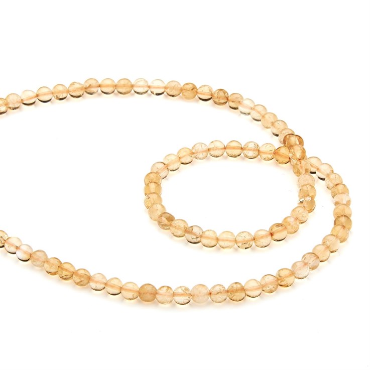 5mm Indian Natural Citrine Round Gemstone Bead 40cm strand