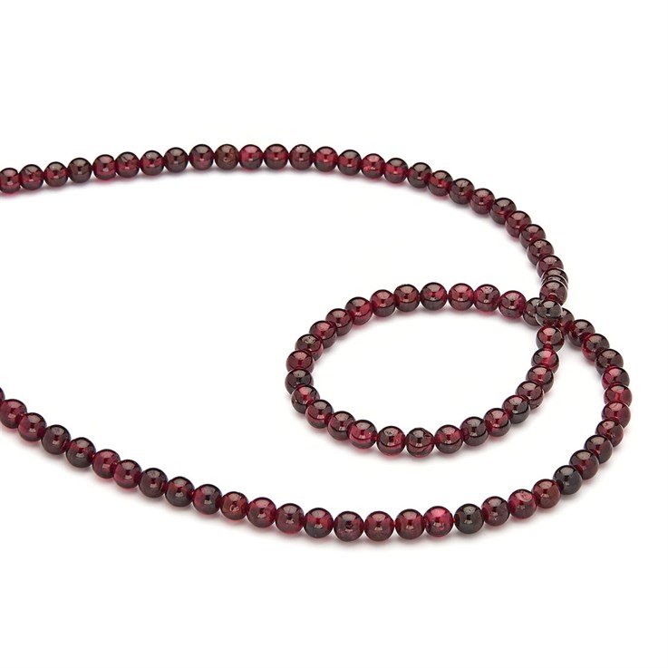 4mm Round gemstone bead Garnet Indian 40cm strand