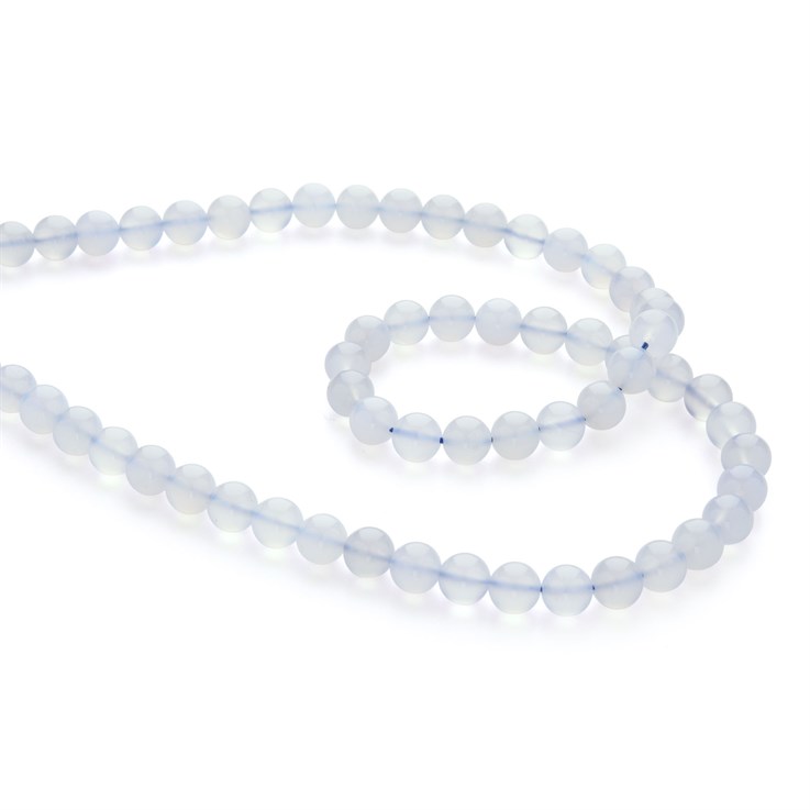 6mm Round Gemstone Bead Blue Chalcedony 40cm Strand