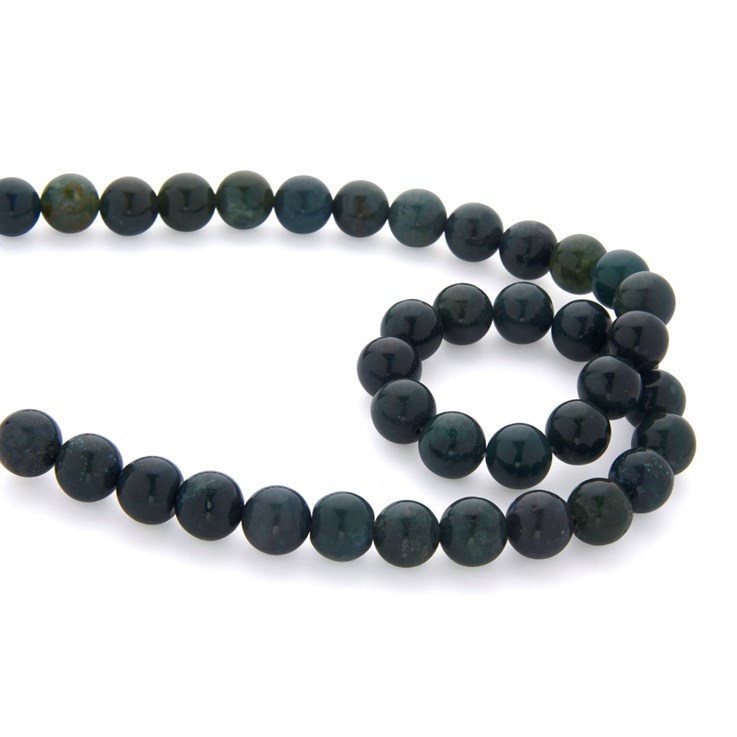 10mm Round gemstone bead Moss Agate Green (10-11mm) 40cm strand