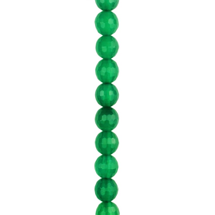 6mm Facet Round gemstone bead Green Onyx/Agate A Grade 39.3cm strand