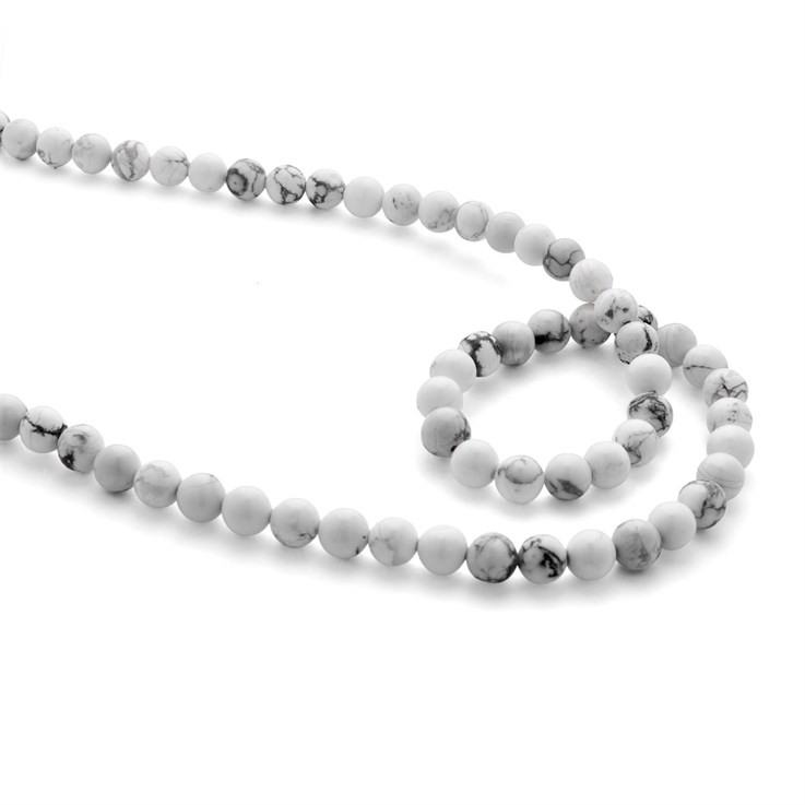 6mm Round gemstone bead Howlite White 40cm strand