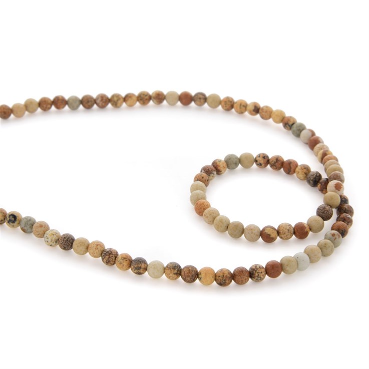 5mm Round gemstone bead Jasper Picture 40cm strand