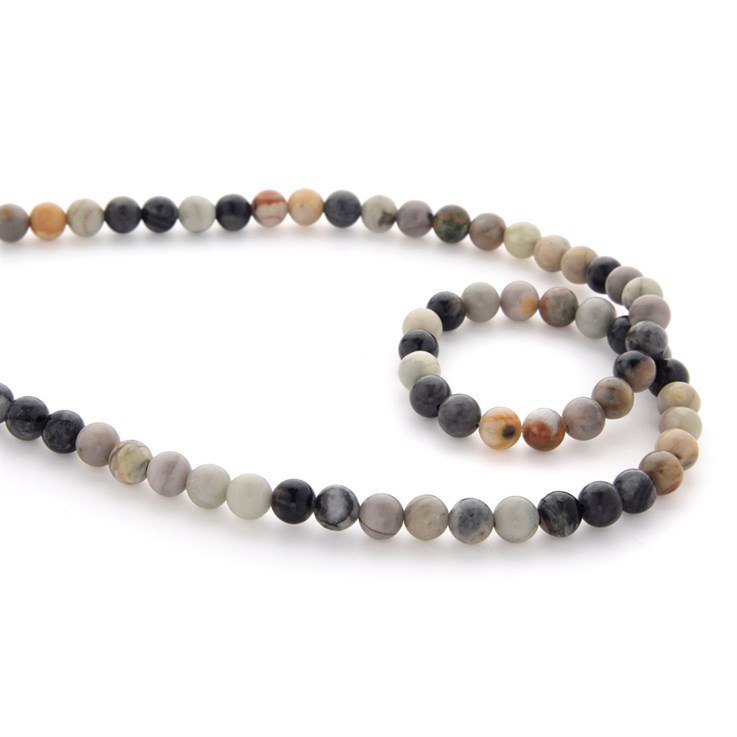 6mm Round gemstone bead Jasper Picasso 40cm strand