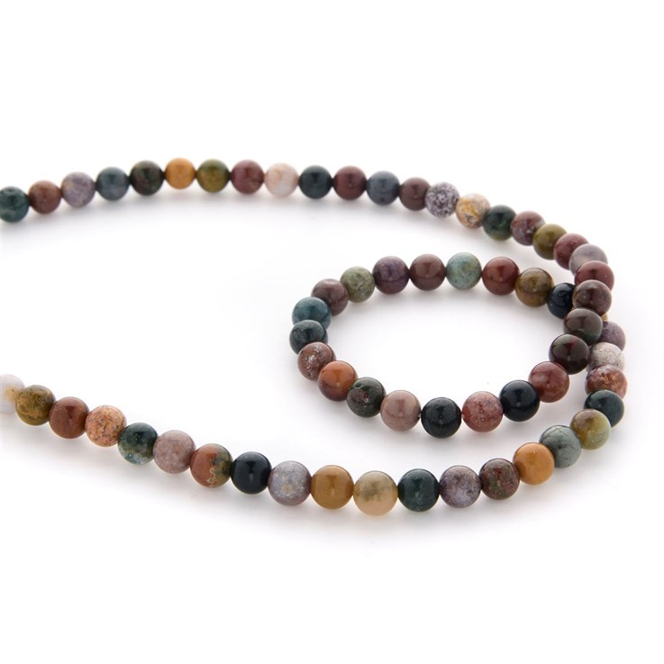 6mm Round gemstone bead Jasper Ocean 40cm strand