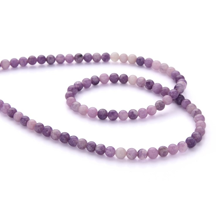 5mm Round gemstone bead Lepidolite 40cm strand