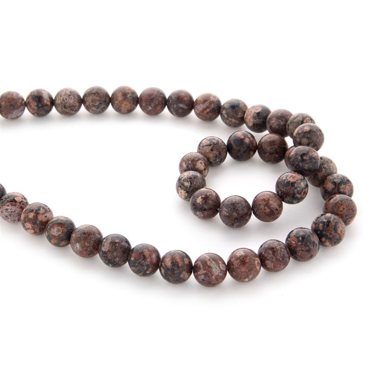 10mm Round gemstone bead Leopardskin Rhyolite 40cm strand