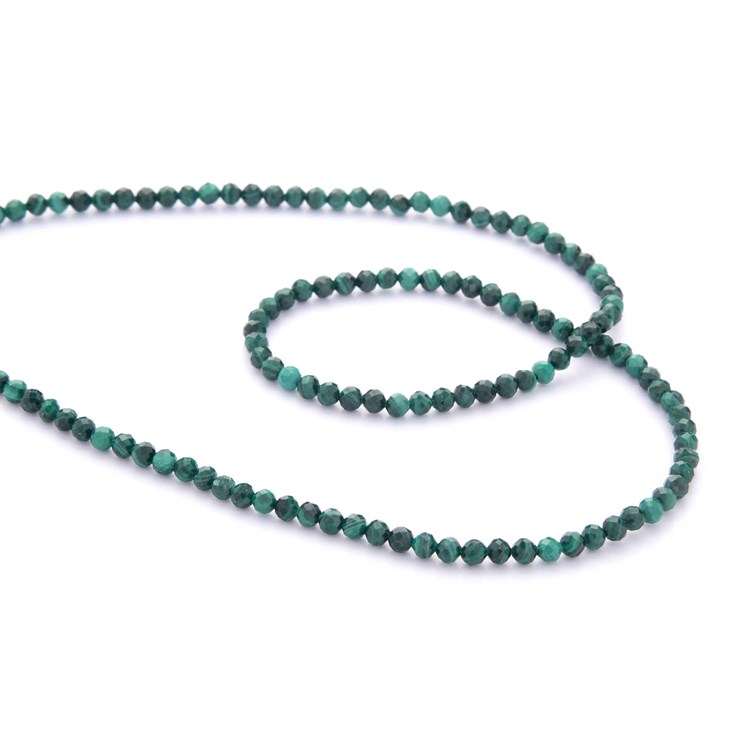 3mm Facet Round Gemstone Bead Malachite 40cm strand