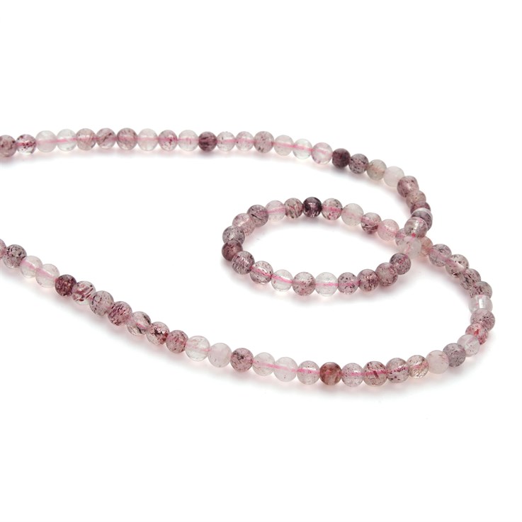 5mm Round gemstone bead Strawberry Quartz 40cm strand