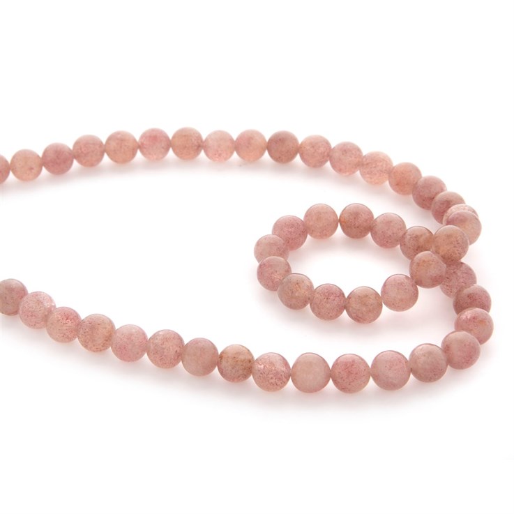 8mm Round gemstone bead Strawberry Quartz 40cm strand