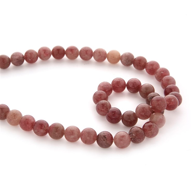 10mm Round gemstone bead Strawberry Quartz 40cm strand