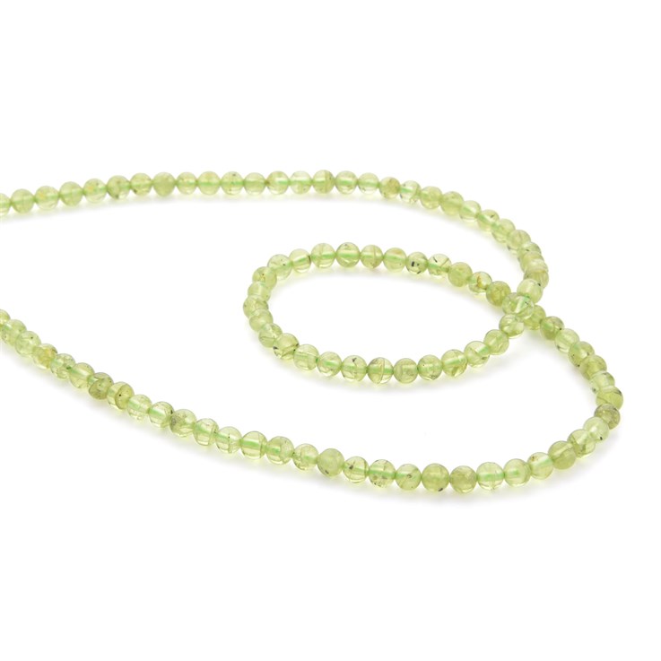 4mm Round Gemstone Bead Indian Peridot 40cm Strand