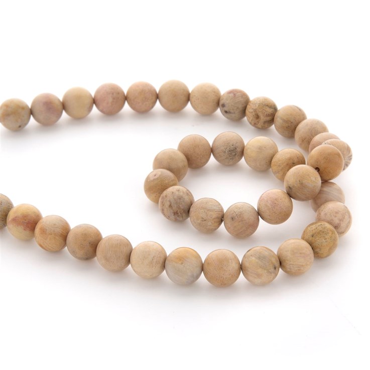 10mm Round gemstone bead Petrified Wood 40cm strand