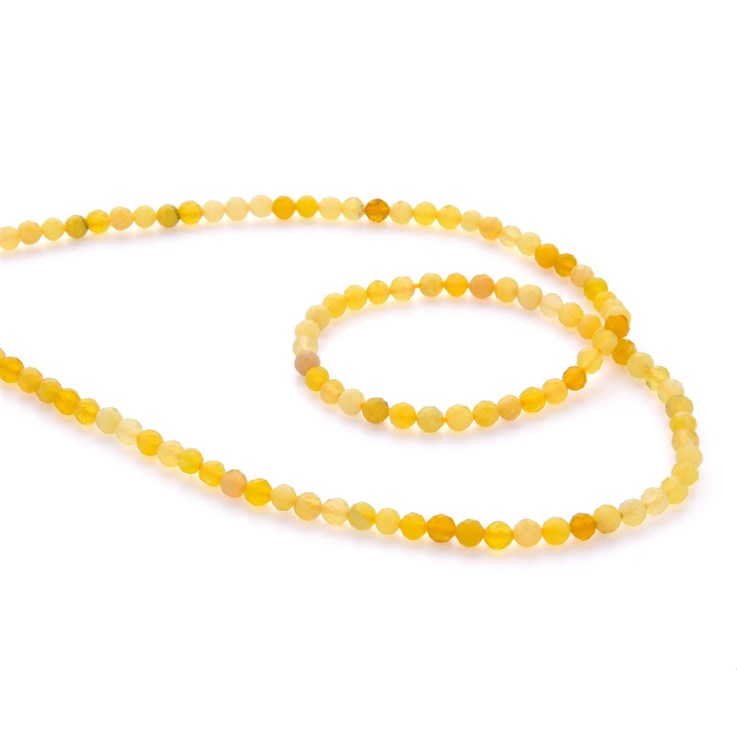 4mm Facet Round Gemstone Bead Yellow Opal 40cm Strand