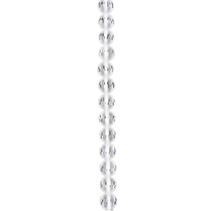 8mm Banded Facet Round gemstone bead Frosted Crystal Quartz 'A'  Quality 39.3cm strand