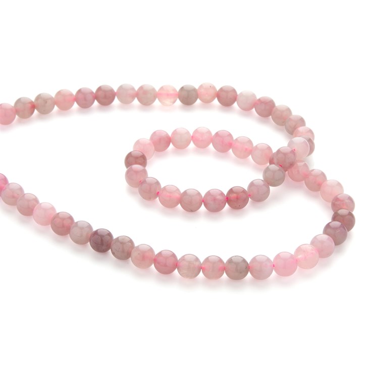 6mm Round Gemstone Bead Purple Madagascar Rose Quartz 40cm Strand