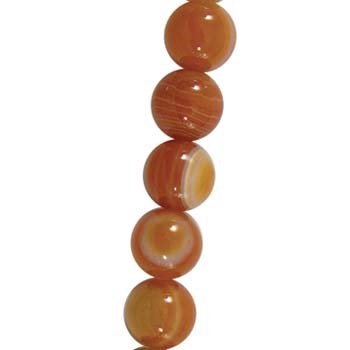 4mm Round gemstone bead Agate Red Striped 40cm strand