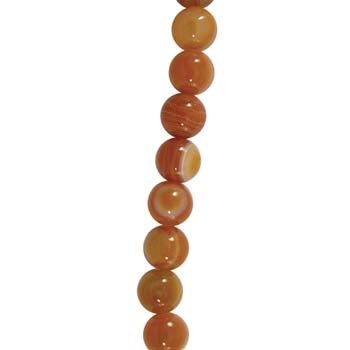 8mm Round gemstone bead Agate Red Striped 40cm strand