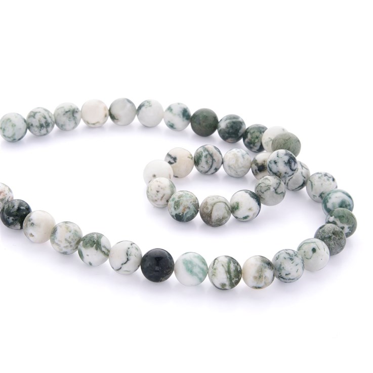 10mm Round gemstone bead Tree Agate 40cm strand