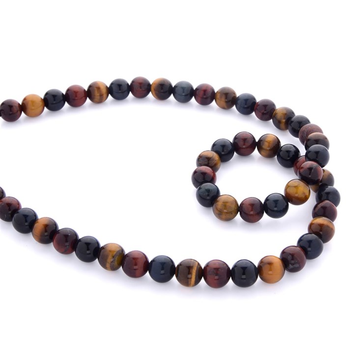 8mm Round gemstone beads Rainbow Tiger Eye 'A' Quality 40cm strand