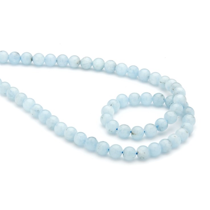 6mm Aquamarine A Grade  Round Bead 39cm Strand