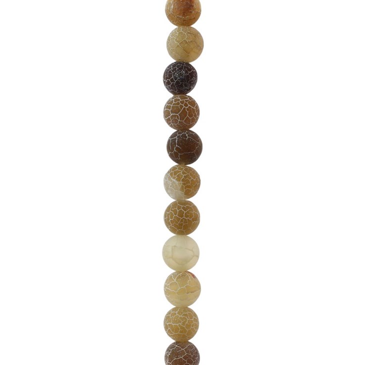 8mm Round gemstone bead  Frosted Cracked Agate Coffee (Dyed)  40cm strand