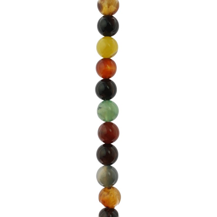 8mm Round gemstone bead Mixed Colour Agate (Dyed)  40cm strand