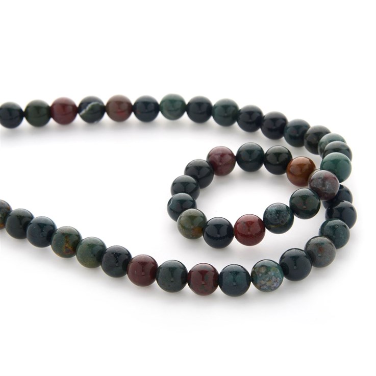 8mm Round gemstone bead Bloodstone 40cm strand