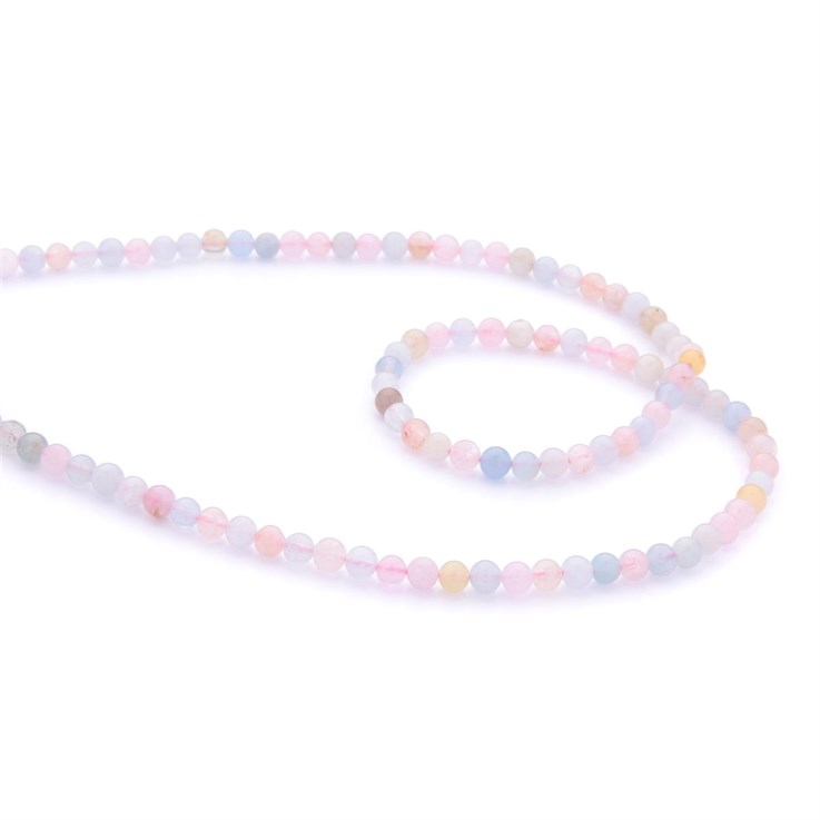 4mm Round Gemstone Bead Morganite (4-5mm) 40cm Strand