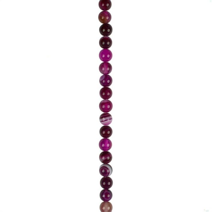 6mm Round gemstone bead Banded Agate Fuchsia (Dyed)  40cm strand