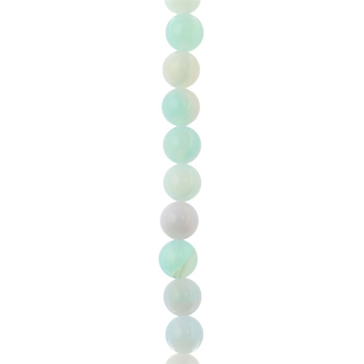 8mm Round gemstone bead Banded Agate Light Green/Blue  (Dyed) 40cm strand