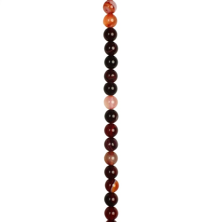 8mm Round gemstone bead Banded Agate Red (Dyed) 40cm strand