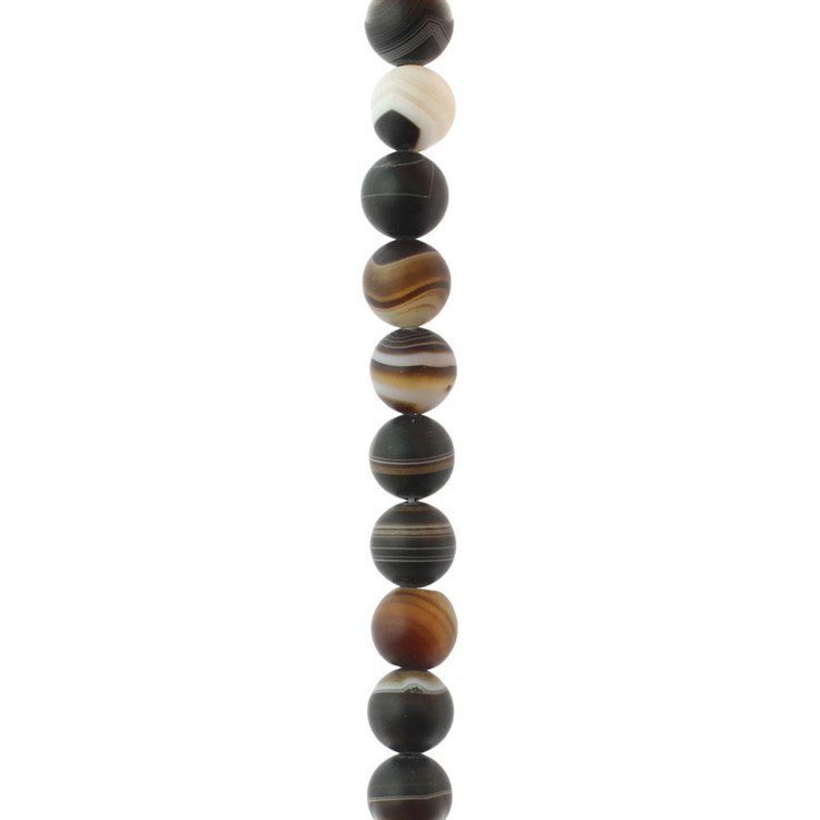 8mm Round gemstone bead Banded Agate Matt Brown (Dyed)  40cm strand