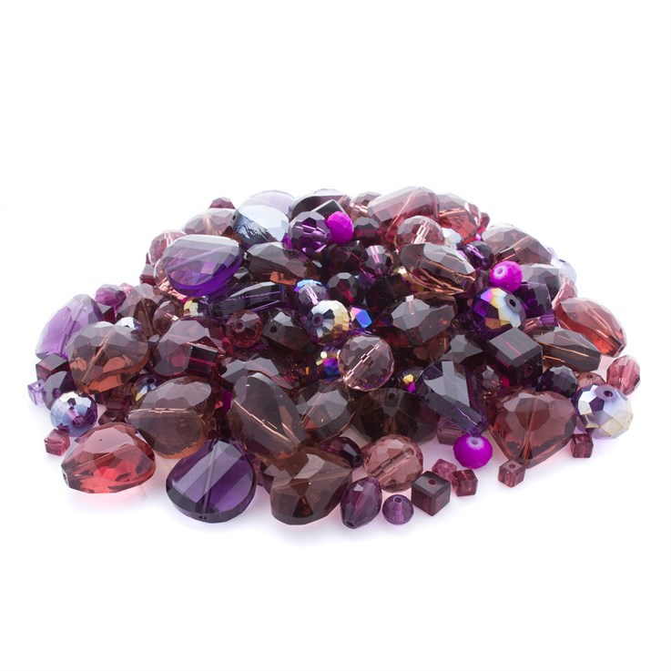 PURPLE Bargain Bag of Assorted Glass Beads  (500gram) NETT