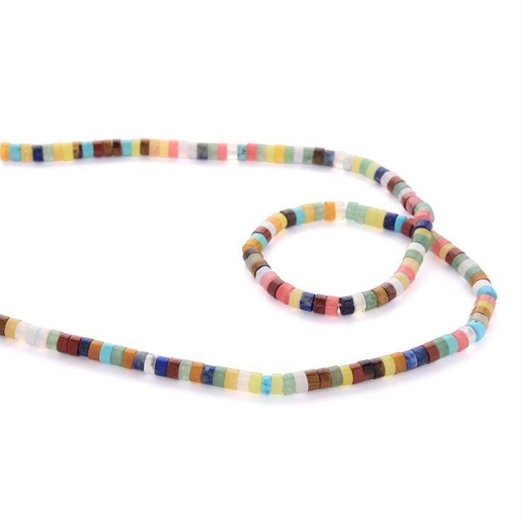 4x2mm Mixed Stones Wheel Beads 39cm