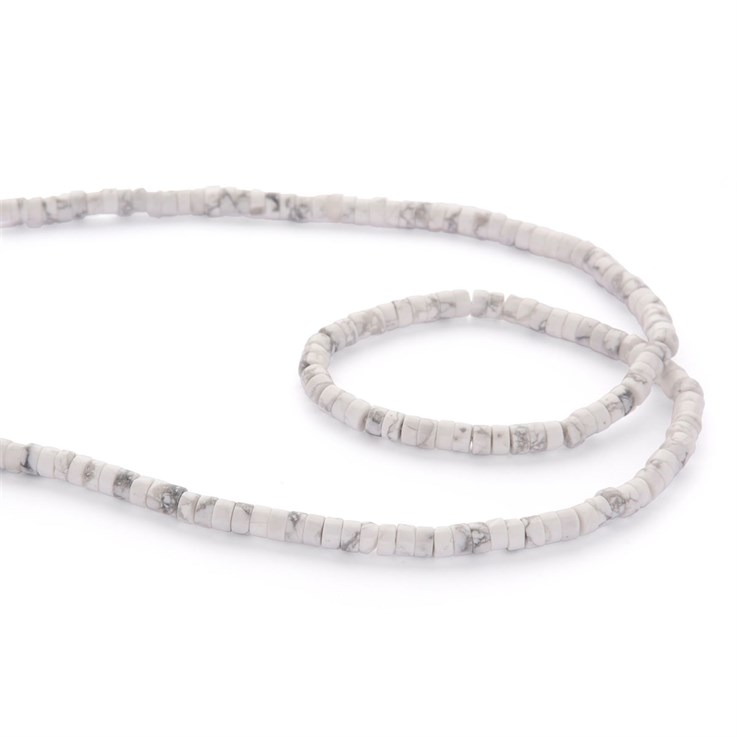 4x2mm White Howlite Wheel Beads 39cm