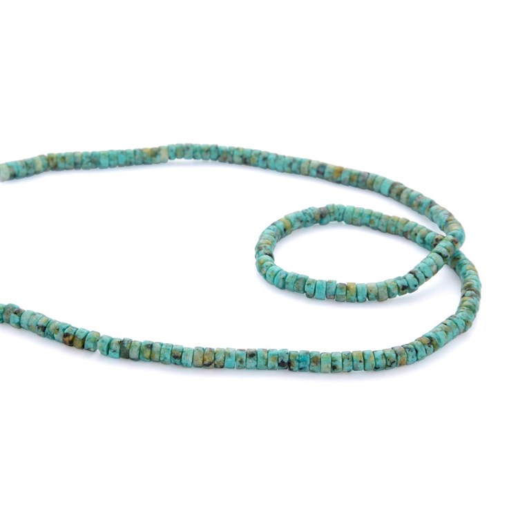 4x2mm African Turquoise Wheel Bead 39cm