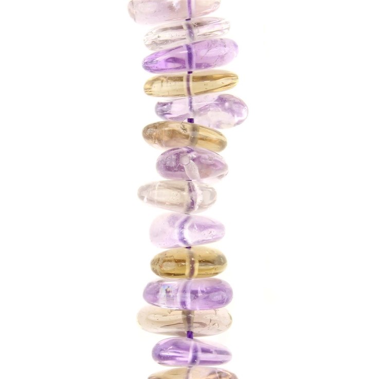 Large Tumblechip gemstone beads Ametrine 'A'  Quality 8/12mm+  40cm Strand