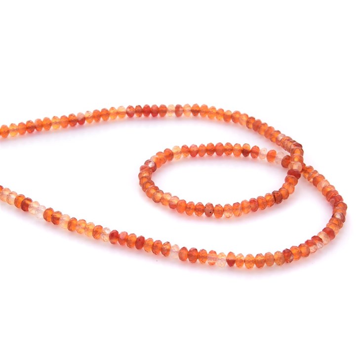 4mm Facet Button shaped gemstone bead Carnelian 40cm strand